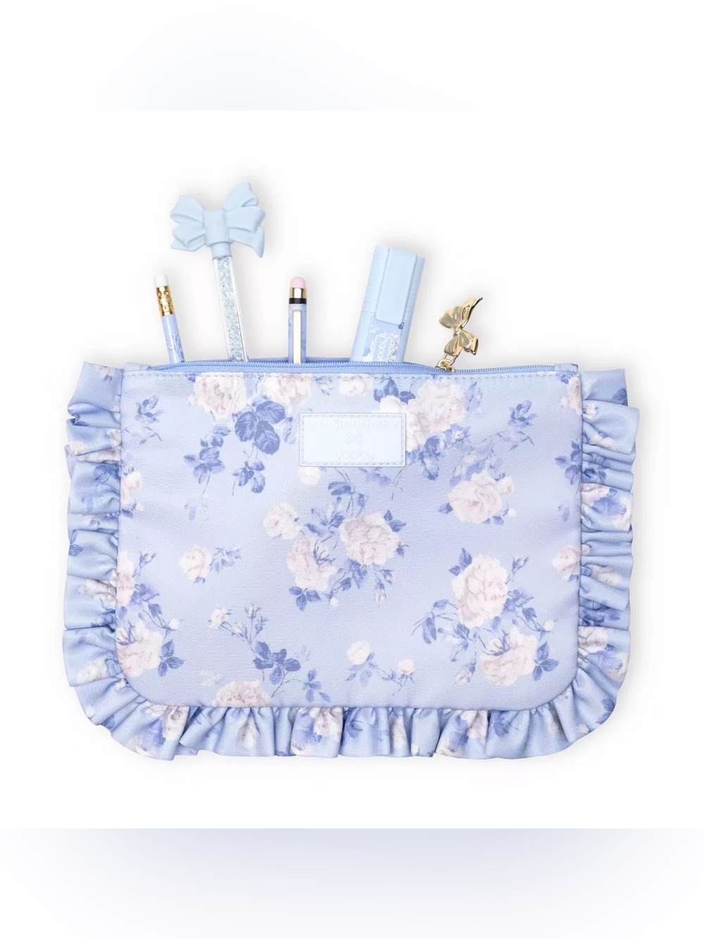 LoveShackFancy X Target Everblooming Rosettes Pencil Case Ruffles Whisper Blue